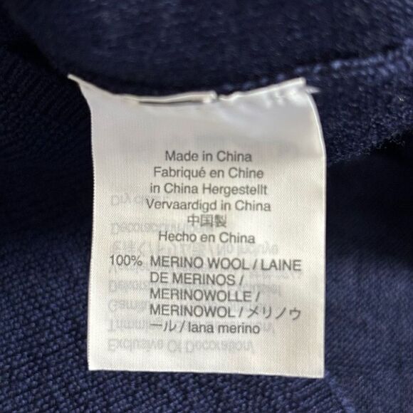 J.CREW Abigail Borg Navy Merino Wool Tie-Neck V-Neck Sweater - Picture 7 of 10